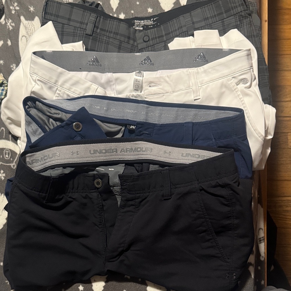 Bundle of Nike, Under Armour and Adidas Golf pants 34X32